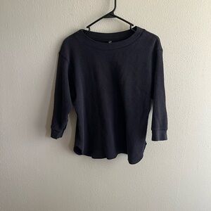 Uniqlo Navy Waffle Knit 3/4 Sleeve Top